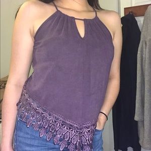 Purple keyhole top